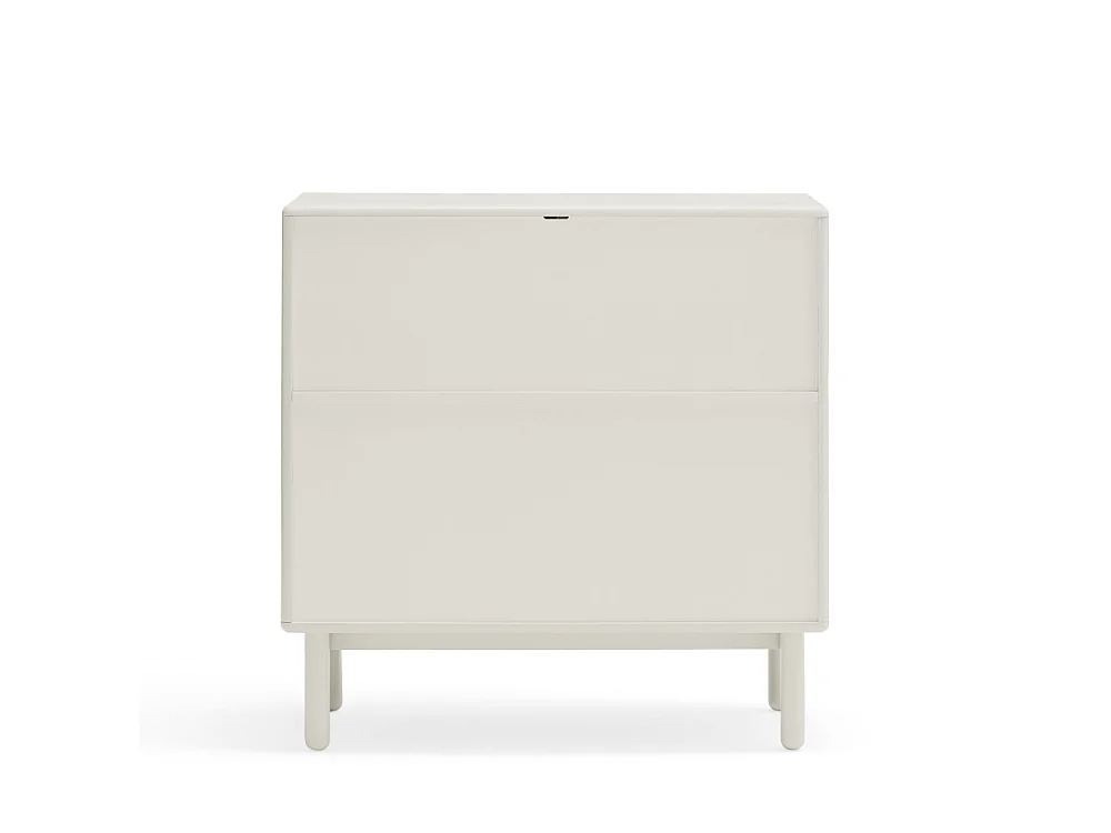 Corvo - Commode 4 tiroirs 1 niche en bois L90xH90cm - Blanc