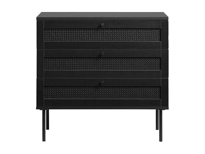 Rinto - Commode 3 tiroirs en bois et métal L80cm - Noir