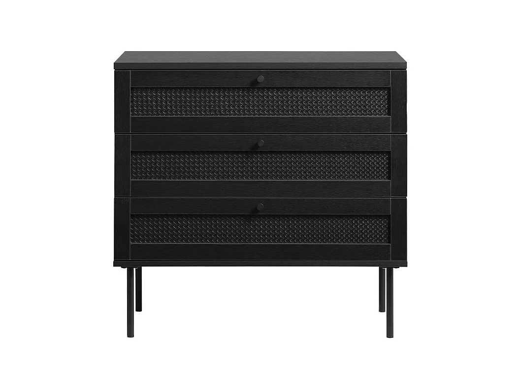 Rinto - Commode 3 tiroirs en bois et métal L80cm - Noir