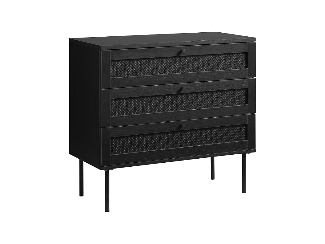 Rinto - Commode 3 tiroirs en bois et métal L80cm - Noir