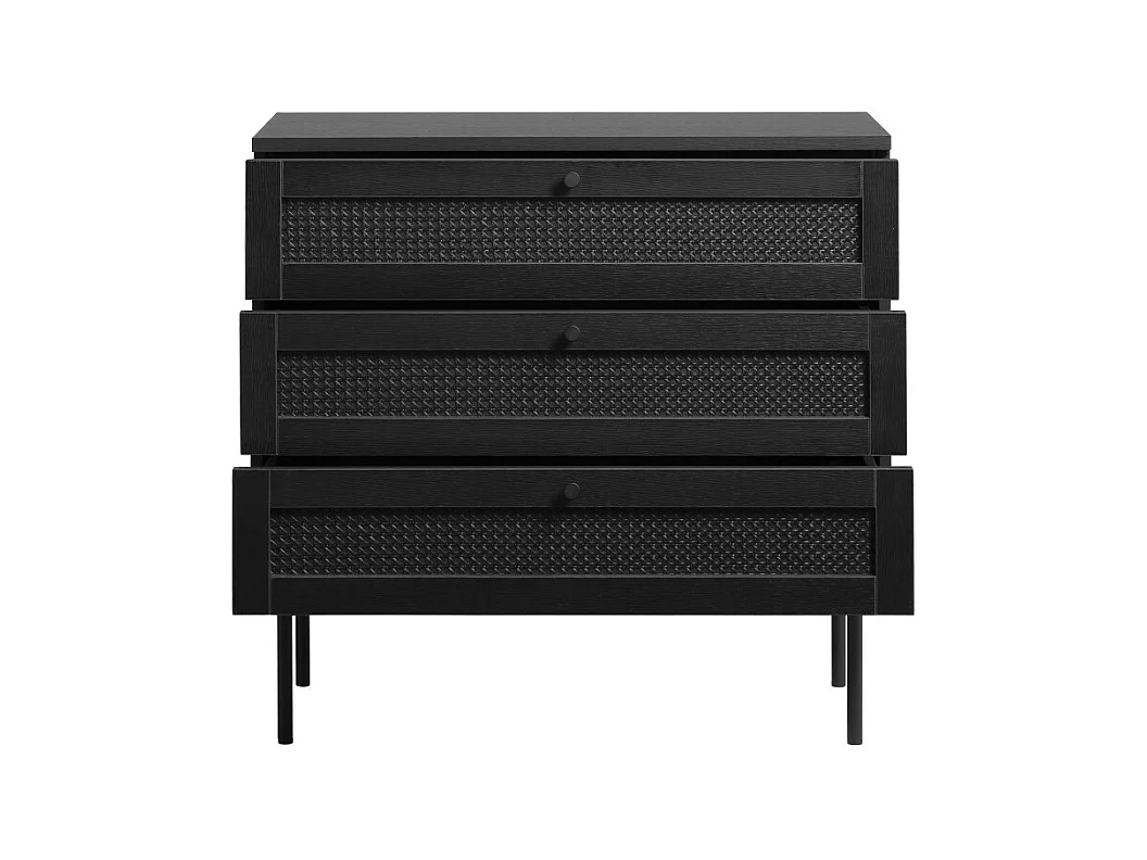 Rinto - Commode 3 tiroirs en bois et métal L80cm - Noir