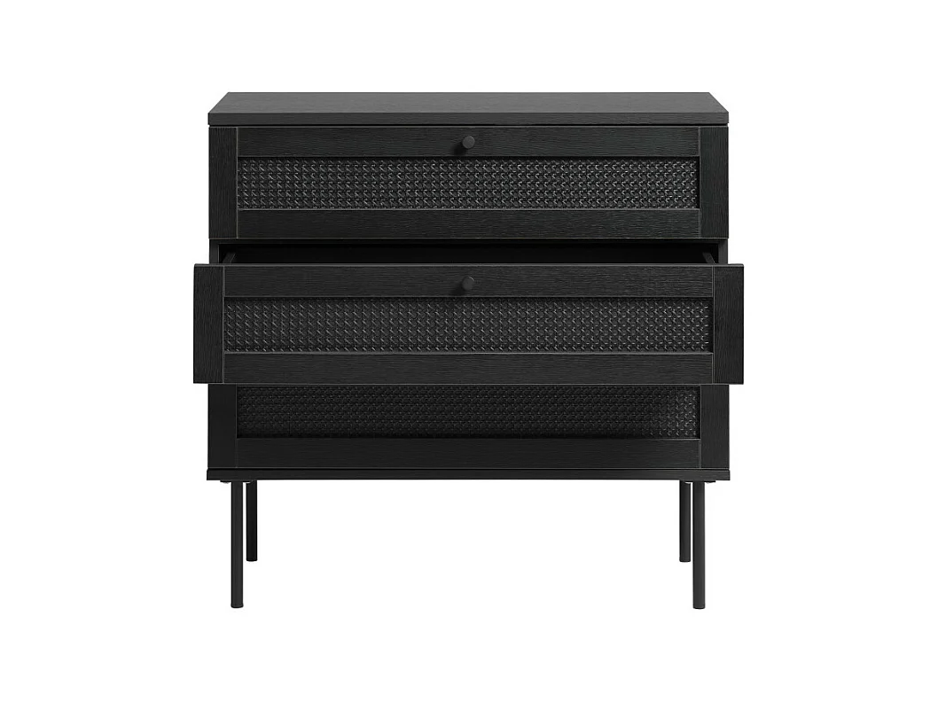 Rinto - Commode 3 tiroirs en bois et métal L80cm - Noir