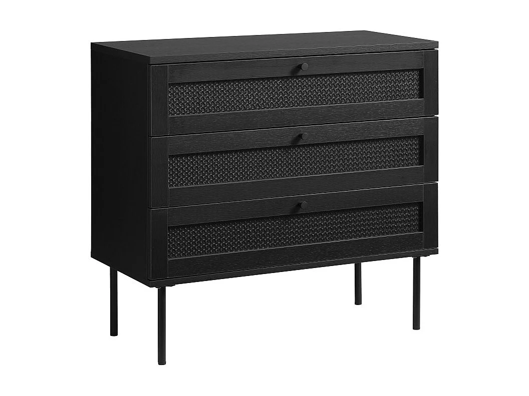 Rinto - Commode 3 tiroirs en bois et métal L80cm - Noir