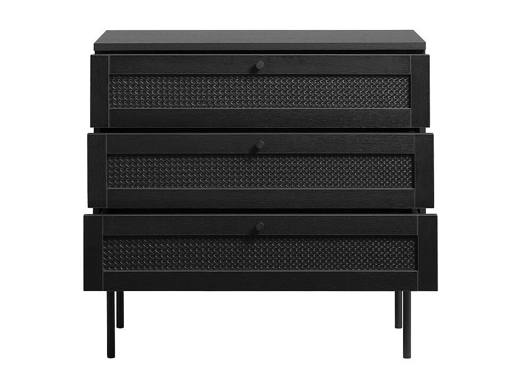 Rinto - Commode 3 tiroirs en bois et métal L80cm - Noir