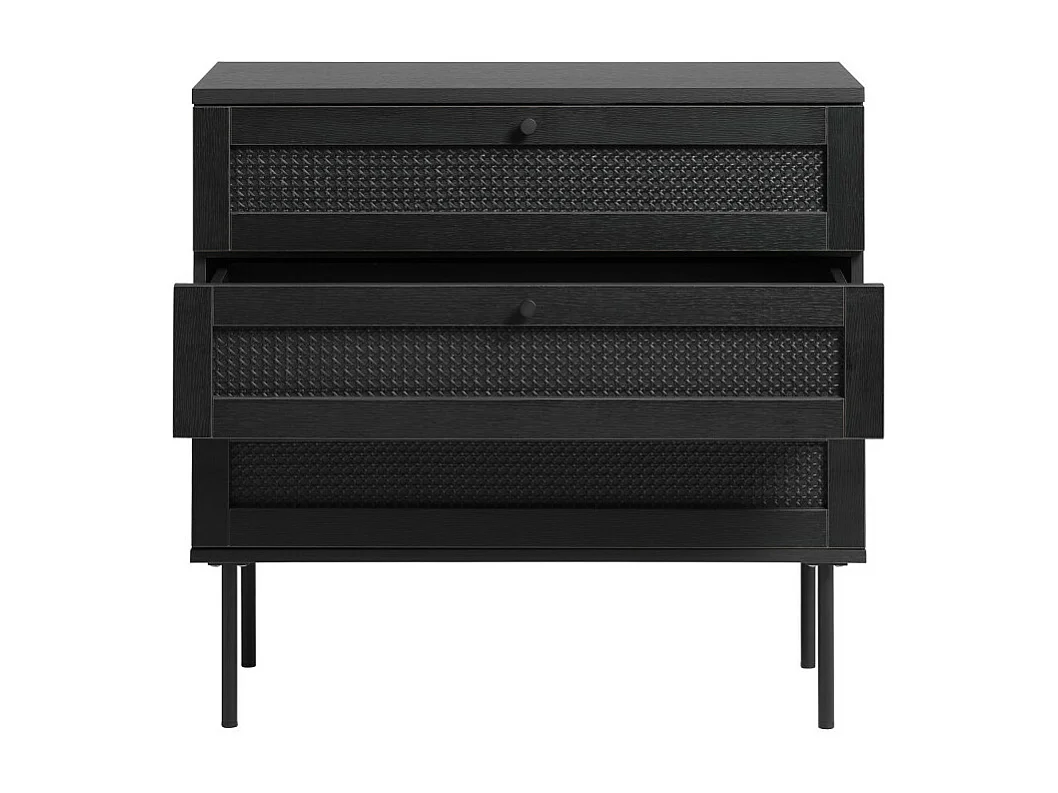 Rinto - Commode 3 tiroirs en bois et métal L80cm - Noir