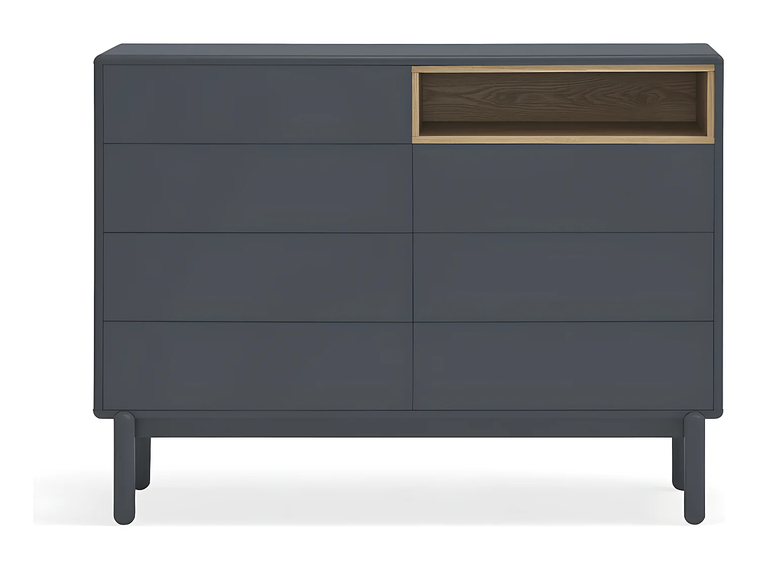 Corvo - Commode 7 tiroirs 1 niche en bois L120xH90cm - Gris anthracite