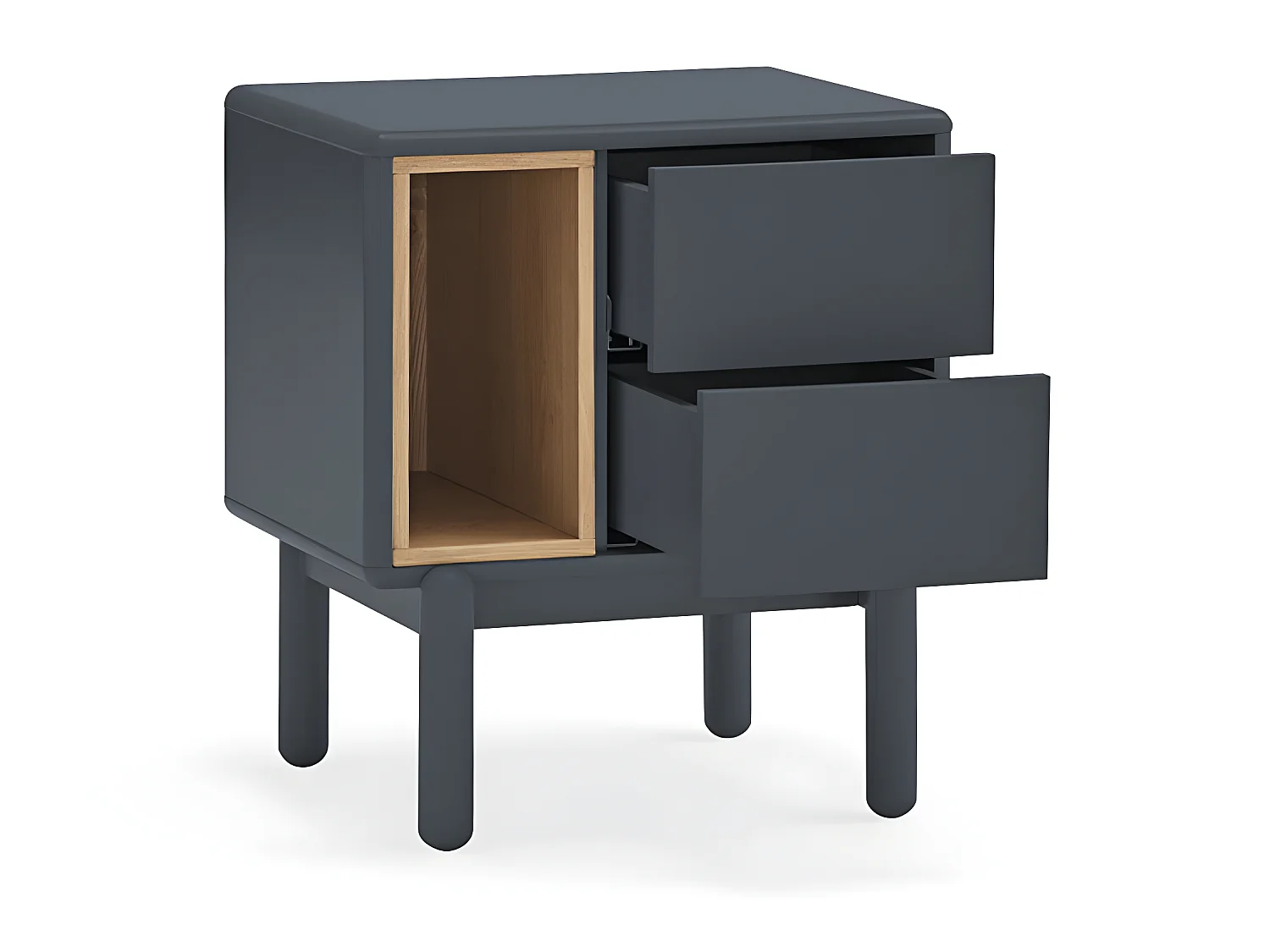 Corvo - Commode 7 tiroirs 1 niche en bois L120xH90cm - Gris anthracite