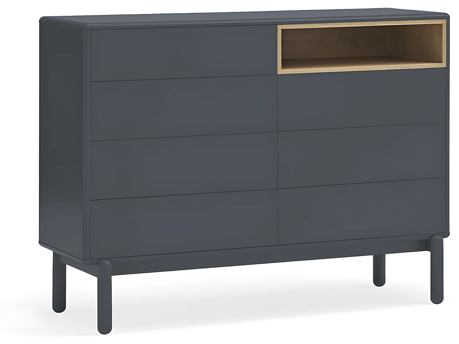 Corvo - Commode 7 tiroirs 1 niche en bois L120xH90cm - Gris anthracite