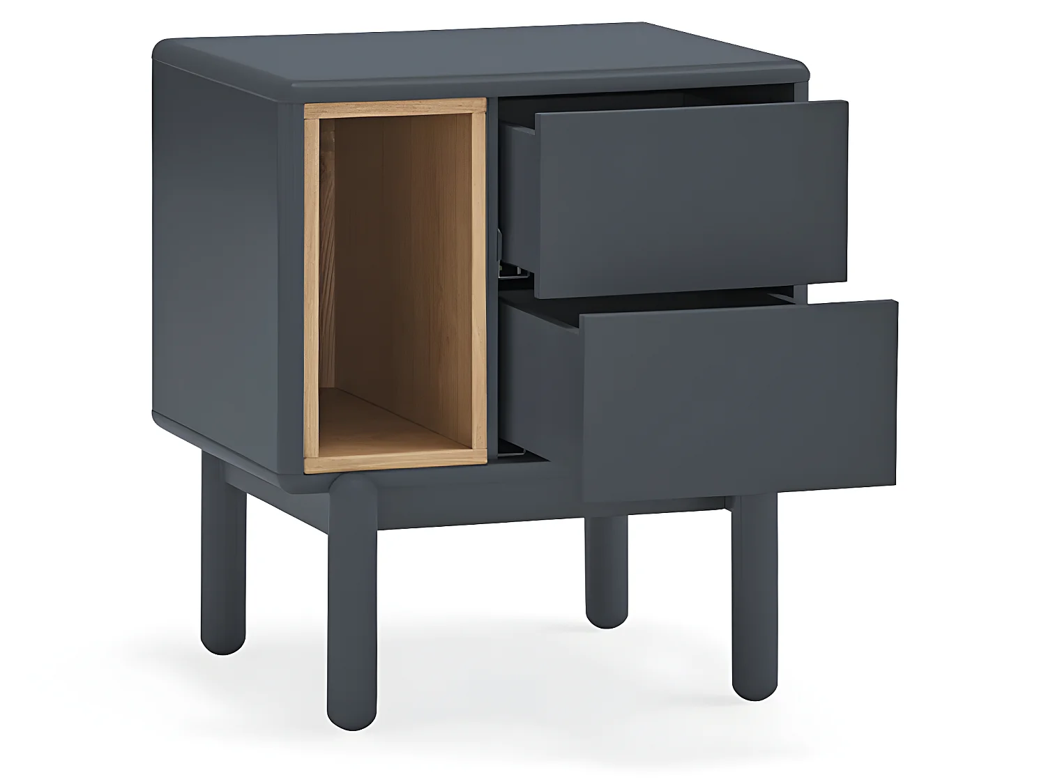 Corvo - Commode 7 tiroirs 1 niche en bois L120xH90cm - Gris anthracite