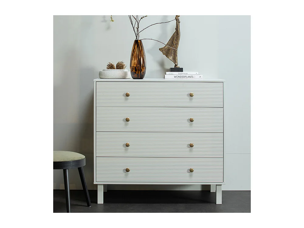 Madu - Commode 4 tiroirs en bois L94cm - Gris clair