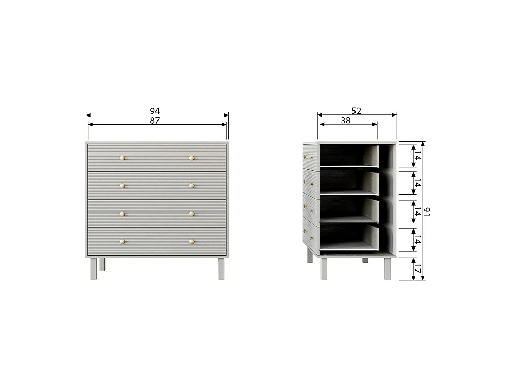 Commode 4 tiroirs en pin MADU
