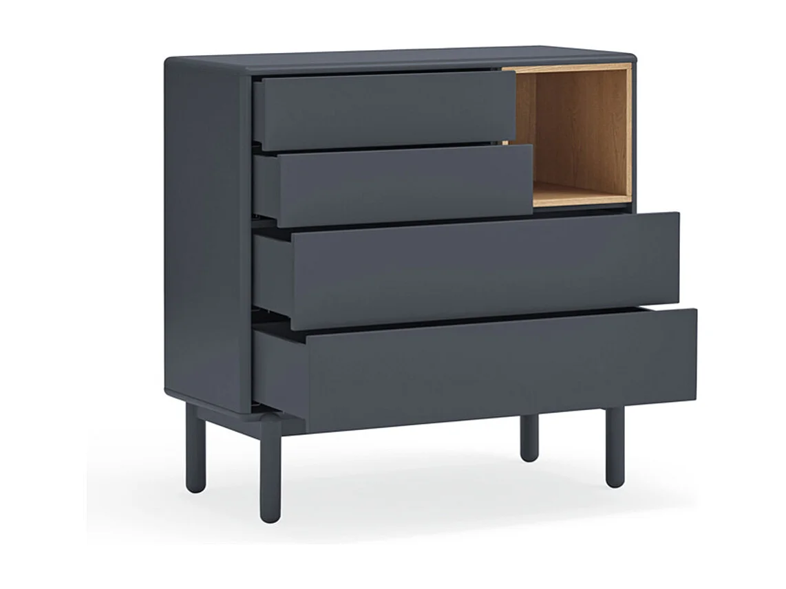 Corvo - Commode 4 tiroirs 1 niche en bois L90xH90cm - Gris anthracite