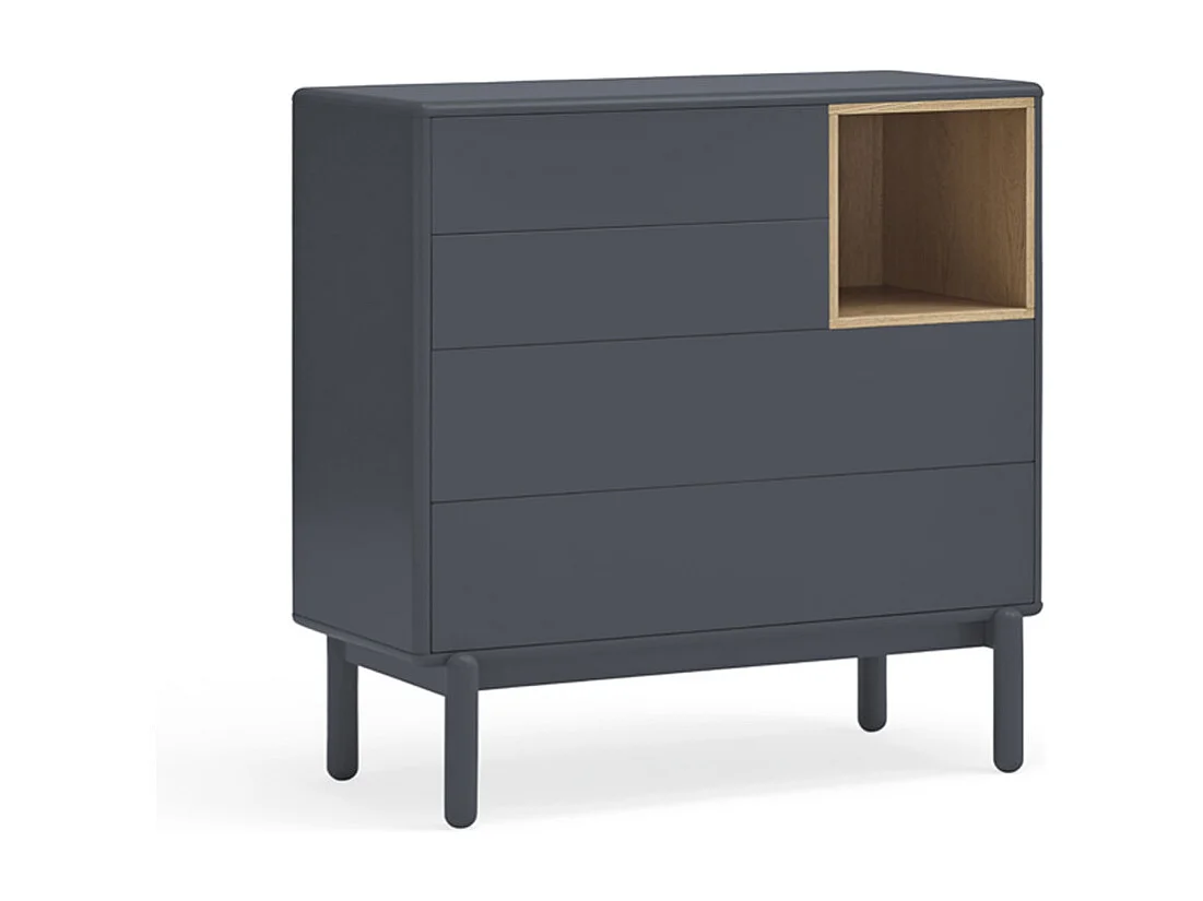 Corvo - Commode 4 tiroirs 1 niche en bois L90xH90cm - Gris anthracite