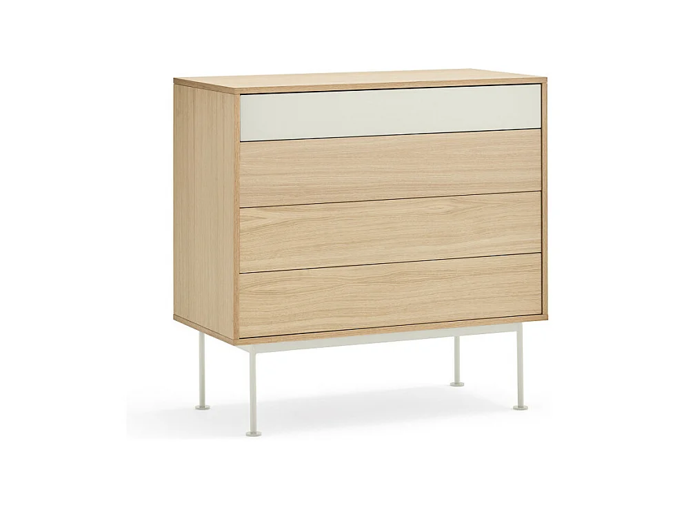 Yoko - Commode 4 tiroirs en bois L90xH45cm - Blanc