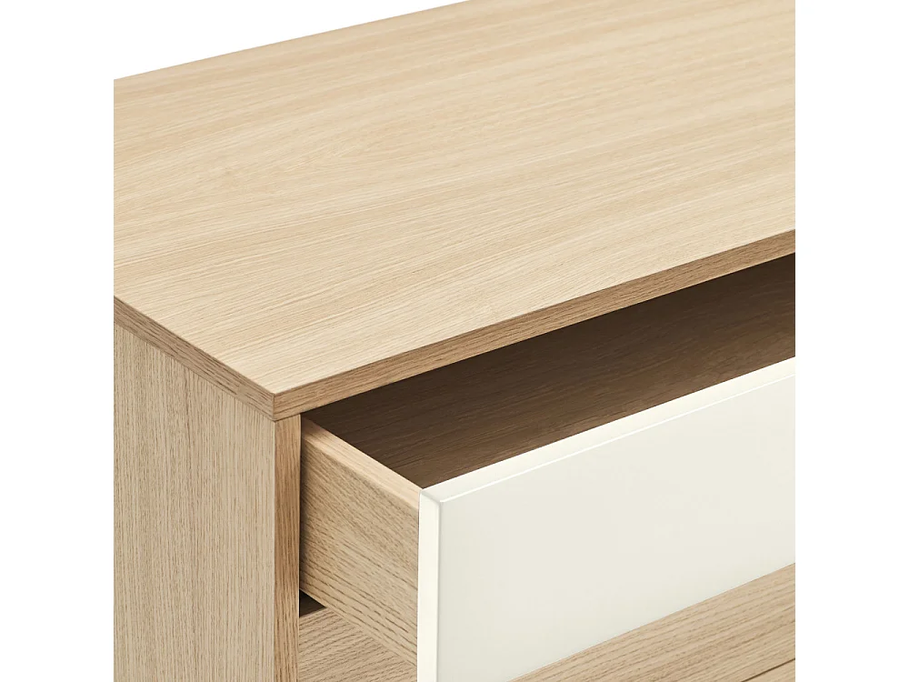 Yoko - Commode 4 tiroirs en bois L90xH45cm - Blanc