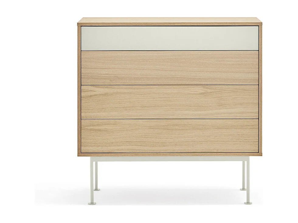 Yoko - Commode 4 tiroirs en bois L90xH45cm - Blanc