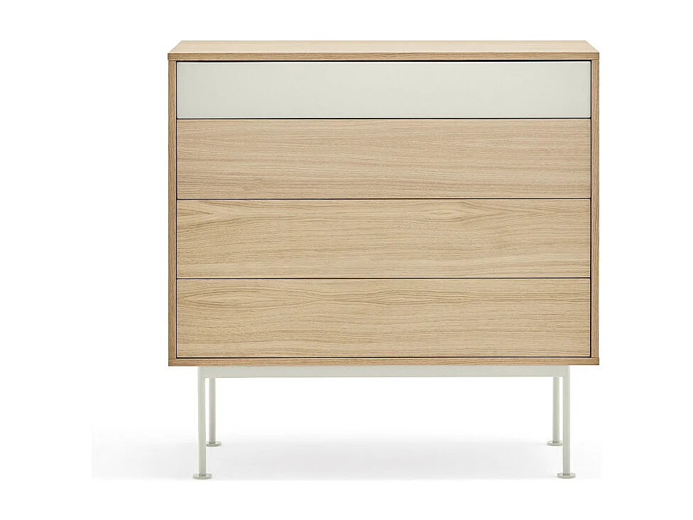 Yoko - Commode 4 tiroirs en bois L90xH45cm - Blanc