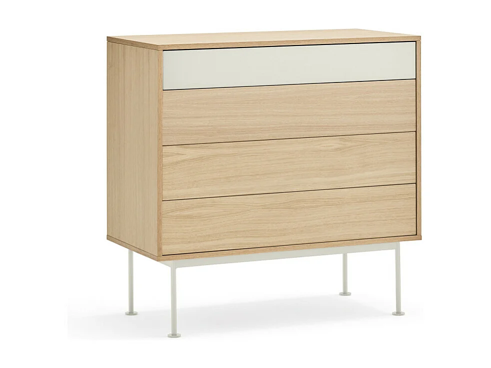 Yoko - Commode 4 tiroirs en bois L90xH45cm - Blanc