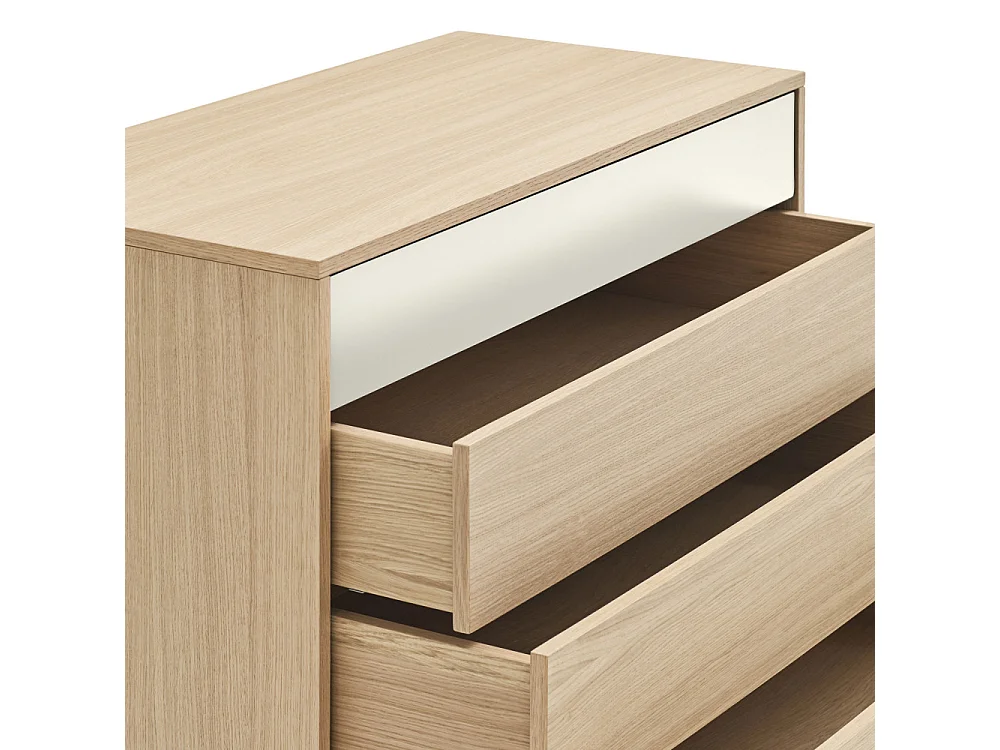 Yoko - Commode 4 tiroirs en bois L90xH45cm - Blanc