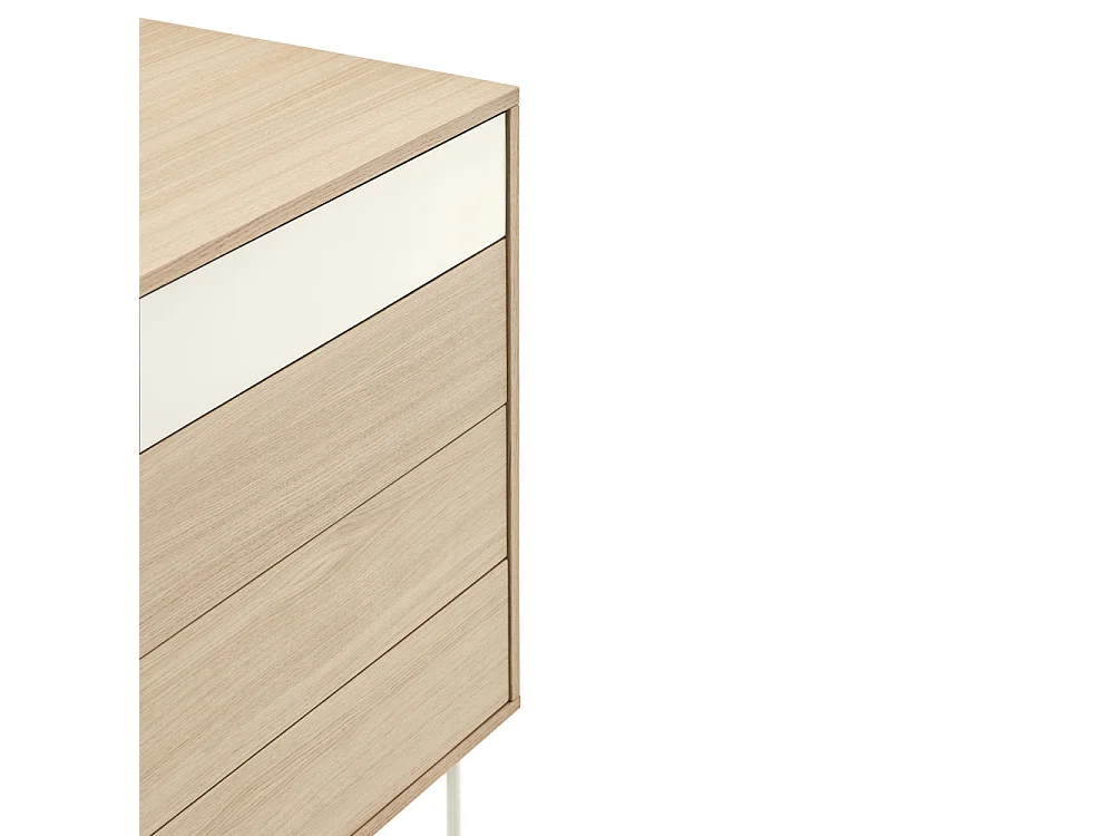 Yoko - Commode 4 tiroirs en bois L90xH45cm - Blanc