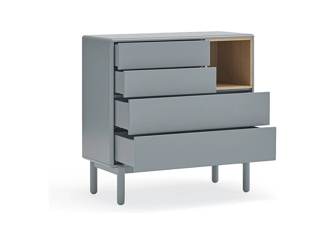 Perlgraue Kommode mit 4 Schubladen 90x40 cm