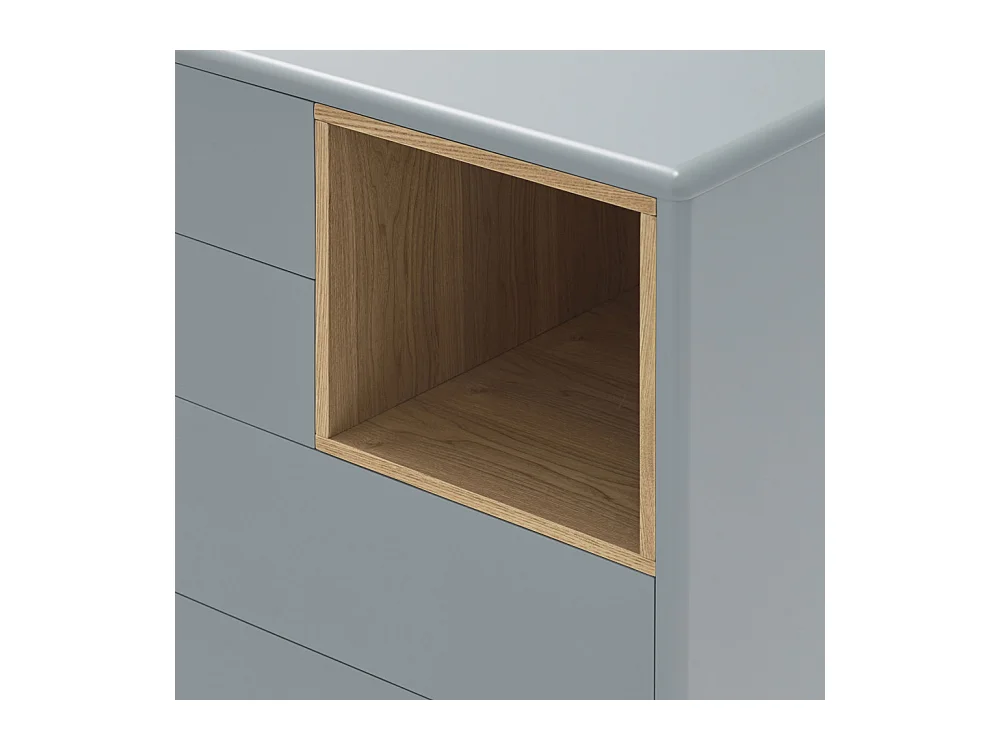 Perlgraue Kommode mit 4 Schubladen 90x40 cm