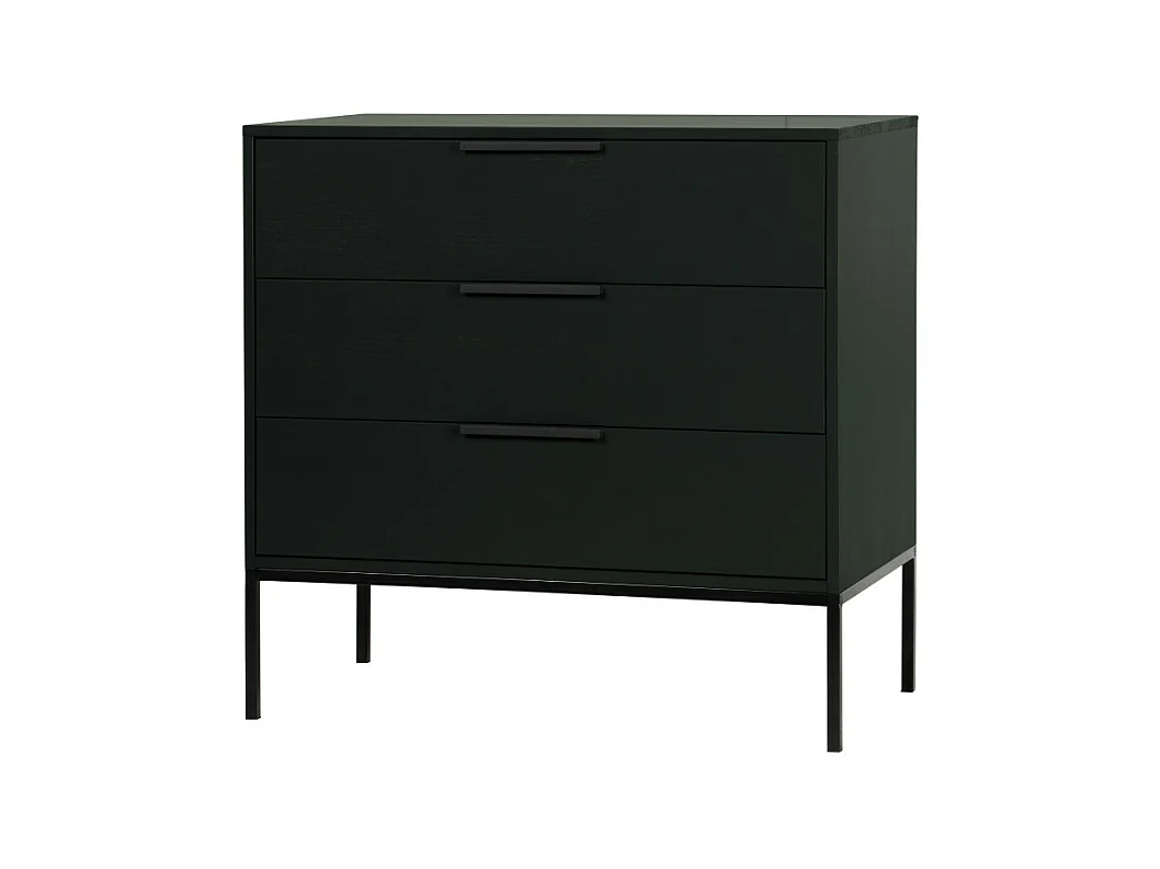 Adam - Commode 3 tiroirs en bois - Noir