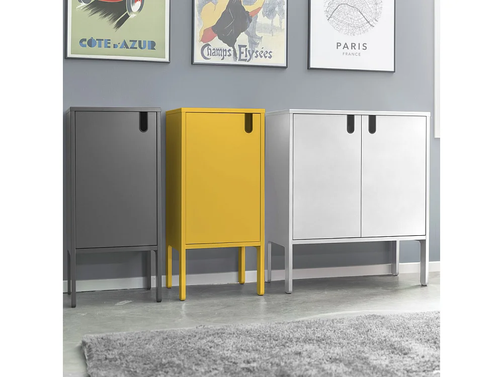 Uno - Petit meuble de rangement en bois H89cm : Couleur - Jaune moutarde