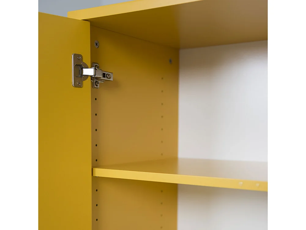Uno - Petit meuble de rangement en bois H89cm : Couleur - Jaune moutarde