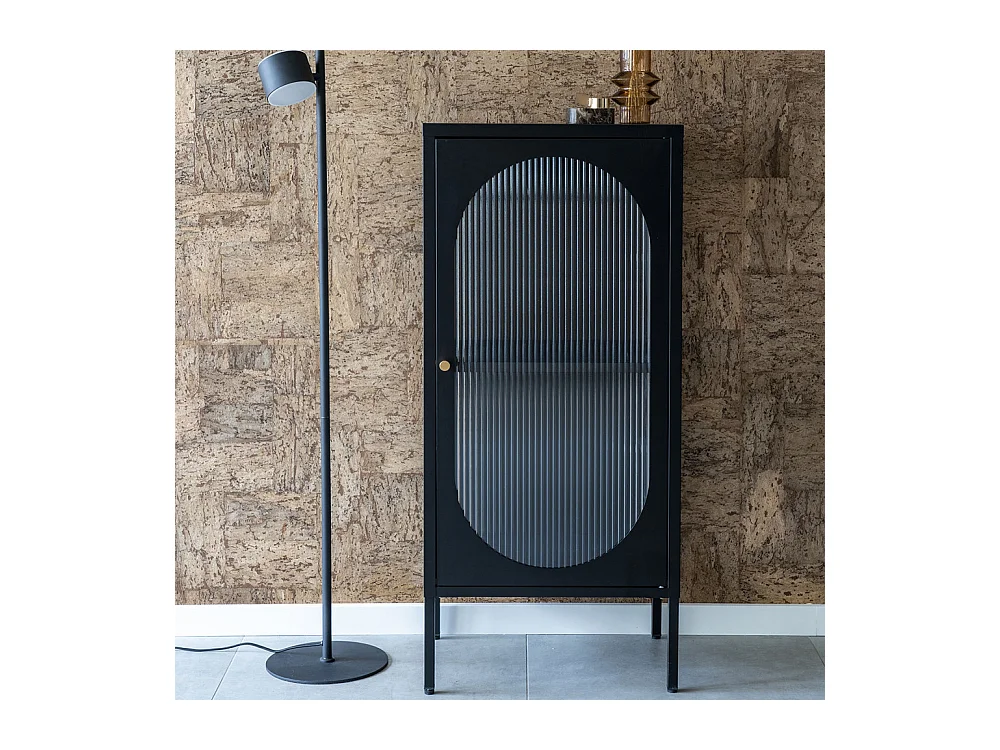 Adelaide Vitrinenschrank 1 Glastür schwarz.