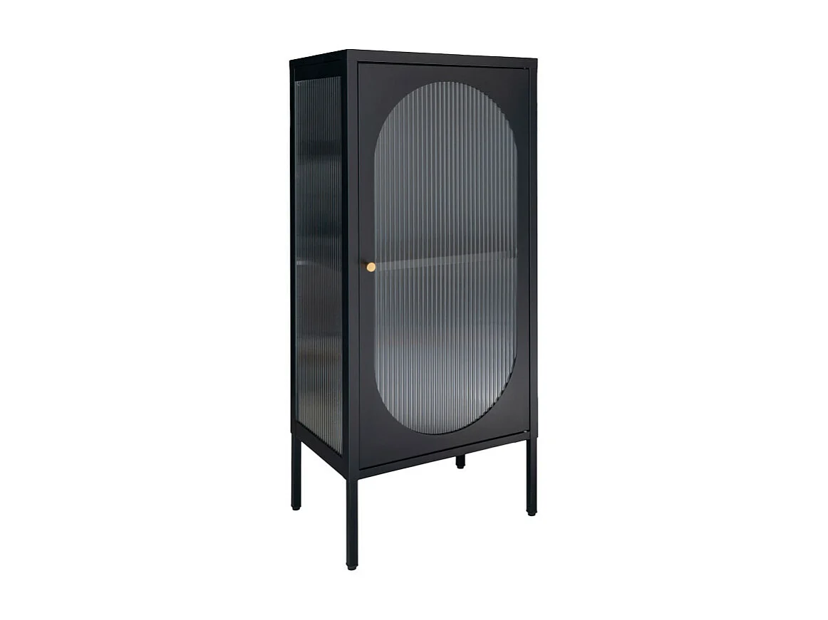 Adelaide - Petit meuble de rangement en verre et métal H50cm - Noir