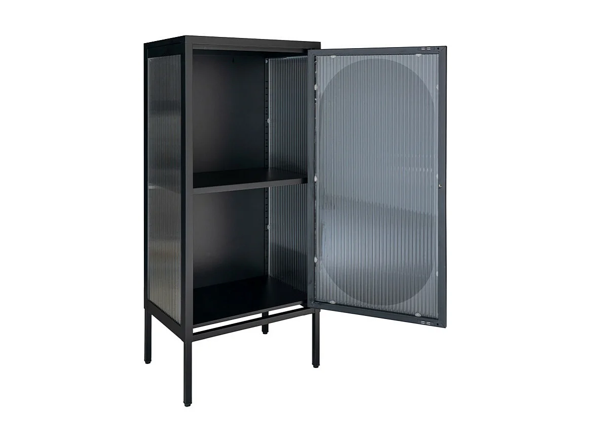 Adelaide - Petit meuble de rangement en verre et métal H50cm - Noir