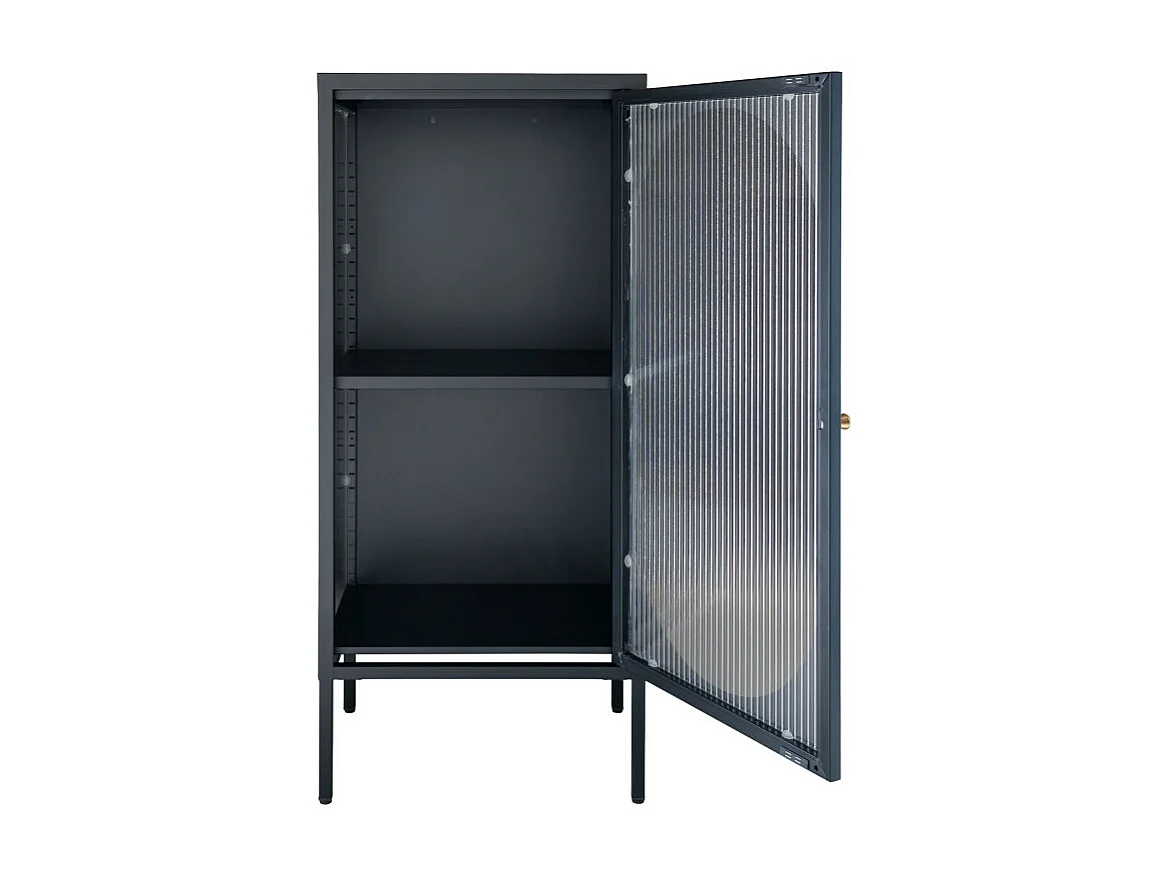 Adelaide - Petit meuble de rangement en verre et métal H50cm - Noir