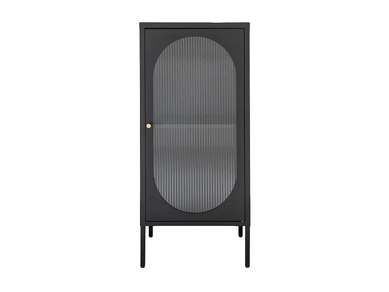 Escaparate negro con puerta ondulada de vidrio 50 x 35 x 110 cm