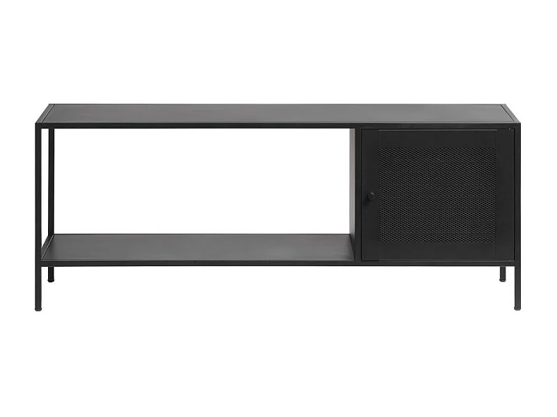Abel - Meuble TV 1 porte en métal L120cm - Noir