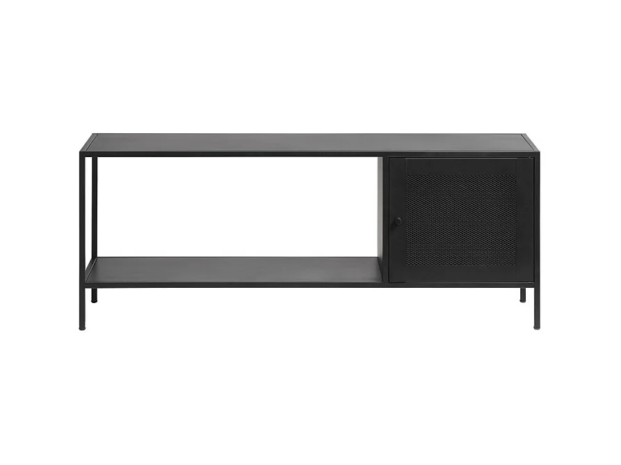 Abel - Meuble TV 1 porte en métal L120cm - Noir
