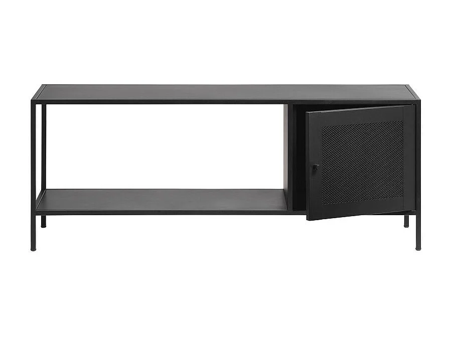 Abel - Meuble TV 1 porte en métal L120cm - Noir