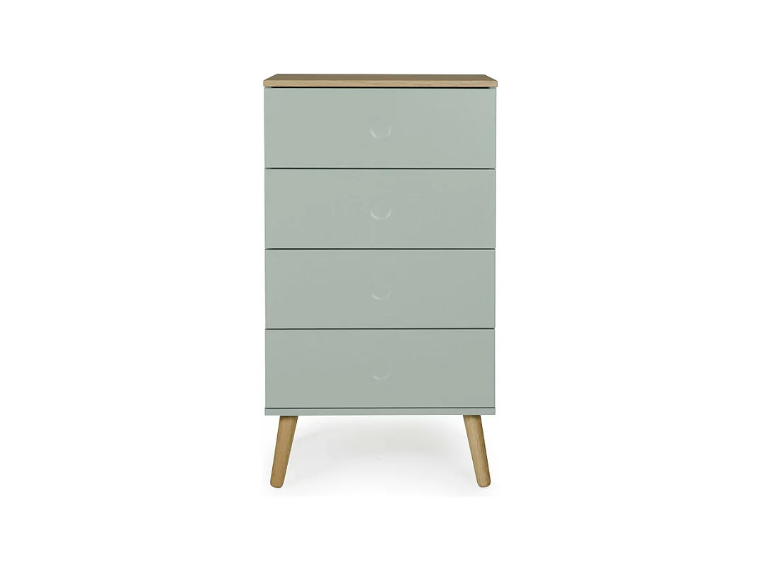 Dot - Petit meuble de rangement en bois 4 tiroirs H98cm - Couleur - Vert d'eau