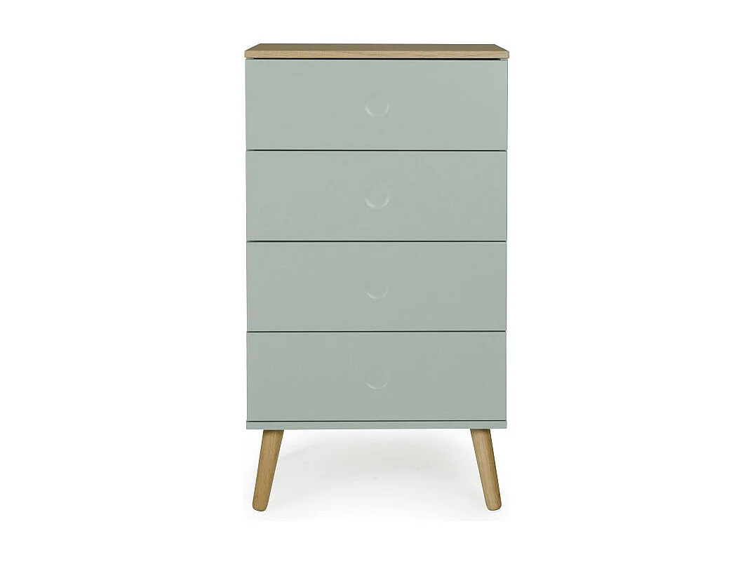 Dot - Petit meuble de rangement en bois 4 tiroirs H98cm - Couleur - Vert d'eau
