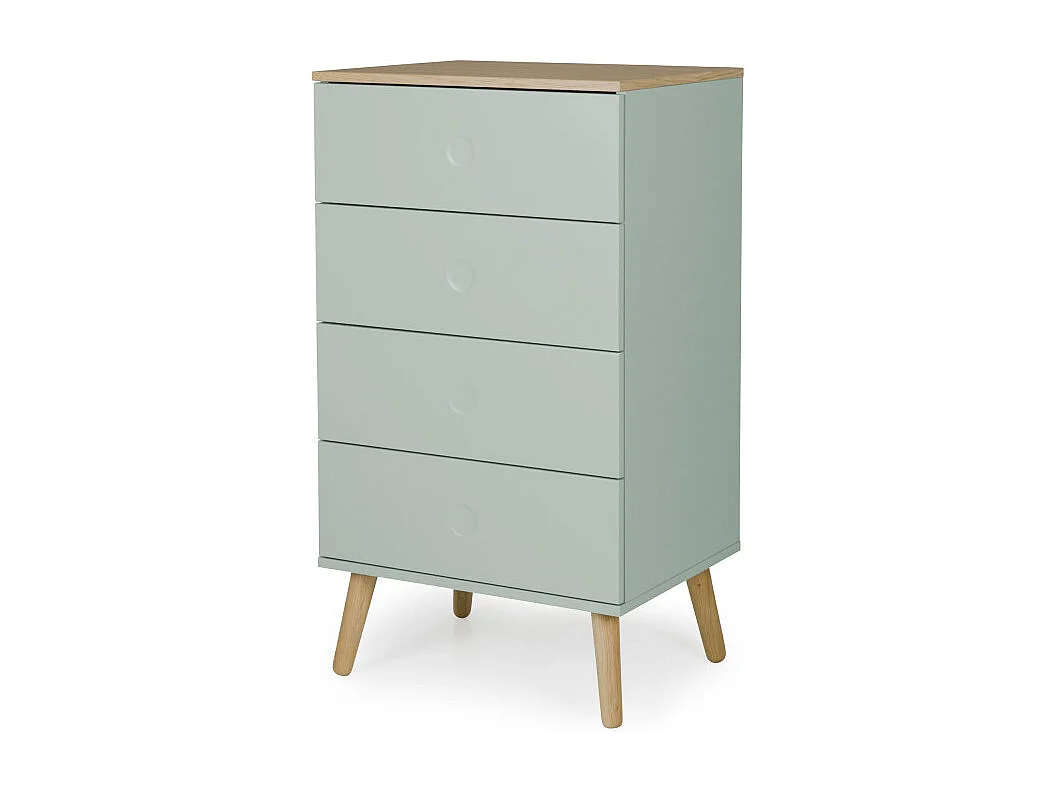 Dot - Petit meuble de rangement en bois 4 tiroirs H98cm - Couleur - Vert d'eau