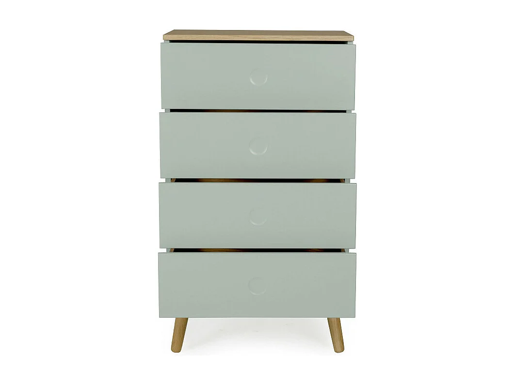 Dot - Petit meuble de rangement en bois 4 tiroirs H98cm - Couleur - Vert d'eau