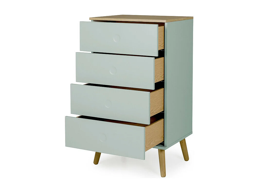 Dot - Petit meuble de rangement en bois 4 tiroirs H98cm - Couleur - Vert d'eau
