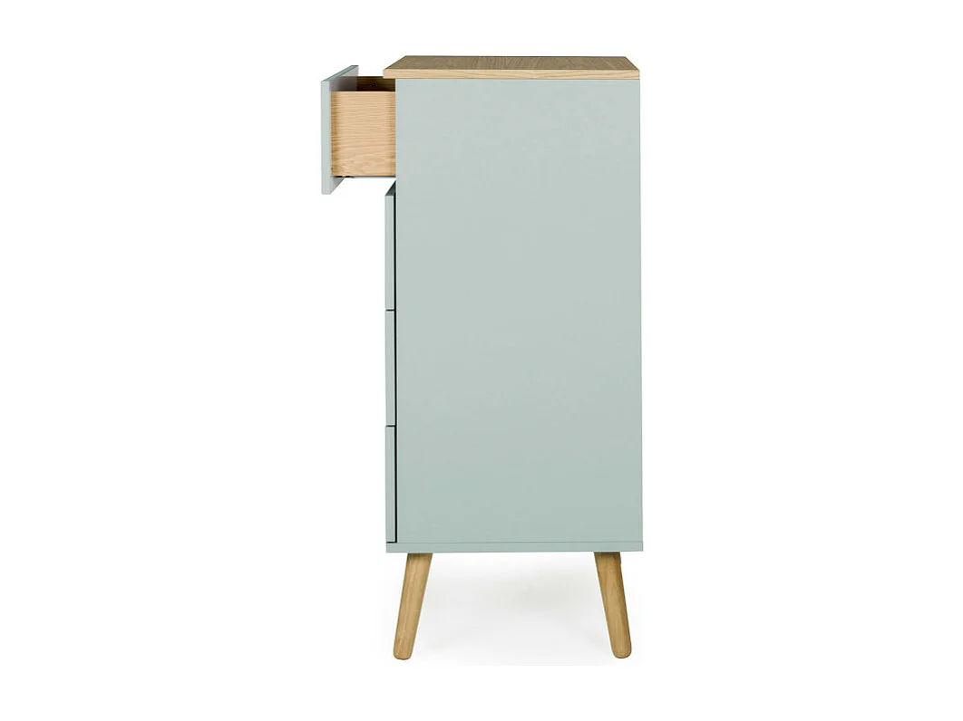 Dot - Petit meuble de rangement en bois 4 tiroirs H98cm - Couleur - Vert d'eau