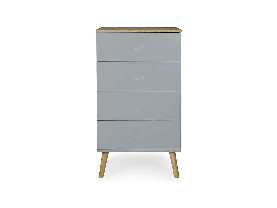 Dot - Petit meuble de rangement en bois 4 tiroirs H98cm : Couleur - Gris clair