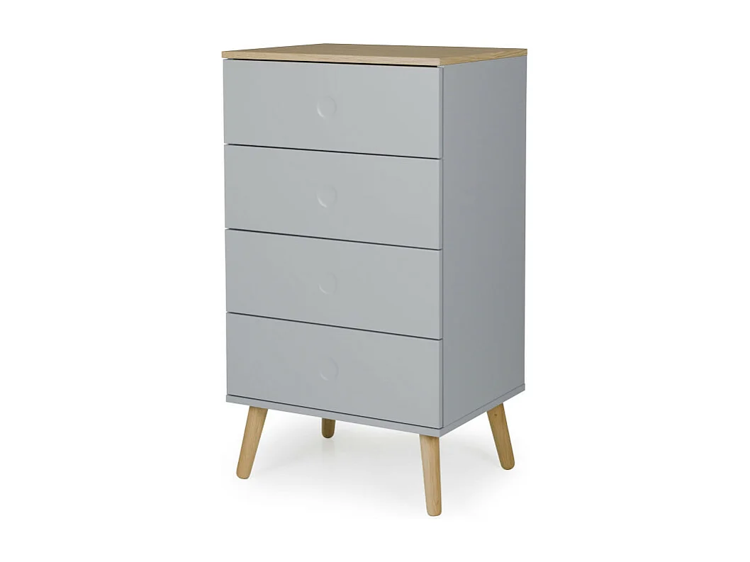 Dot - Petit meuble de rangement en bois 4 tiroirs H98cm : Couleur - Gris clair