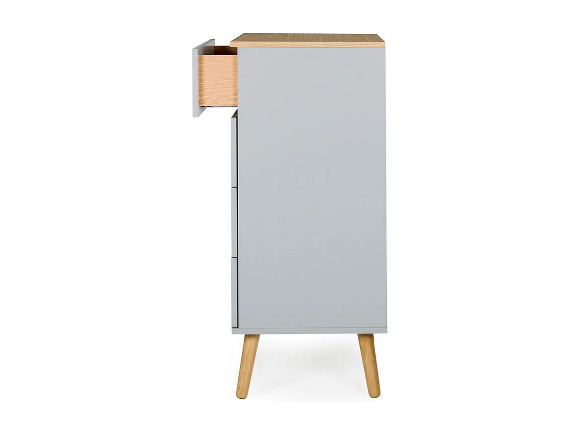 Dot - Petit meuble de rangement en bois 4 tiroirs H98cm : Couleur - Gris clair