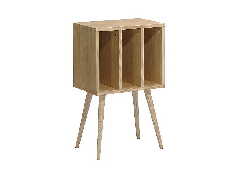 Elvdal - Meuble de rangement vinyles en bois - Bois clair