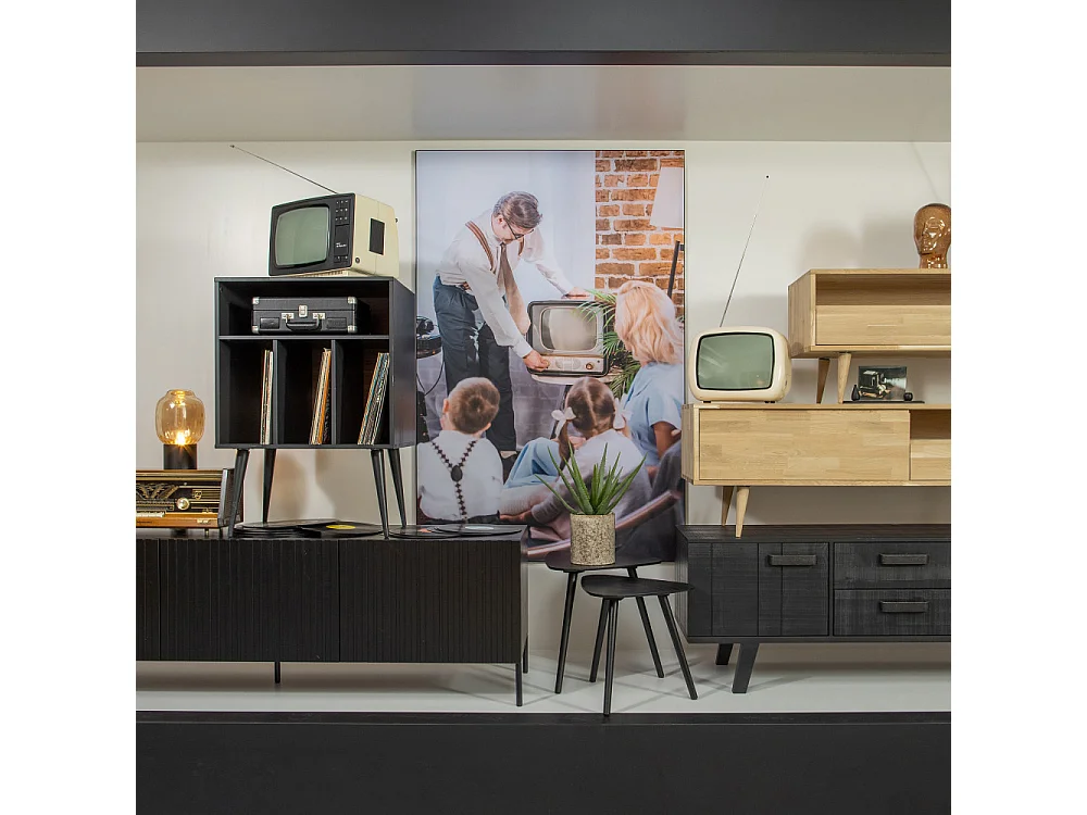 James - Meuble de rangement disques vinyles en bois - Noir