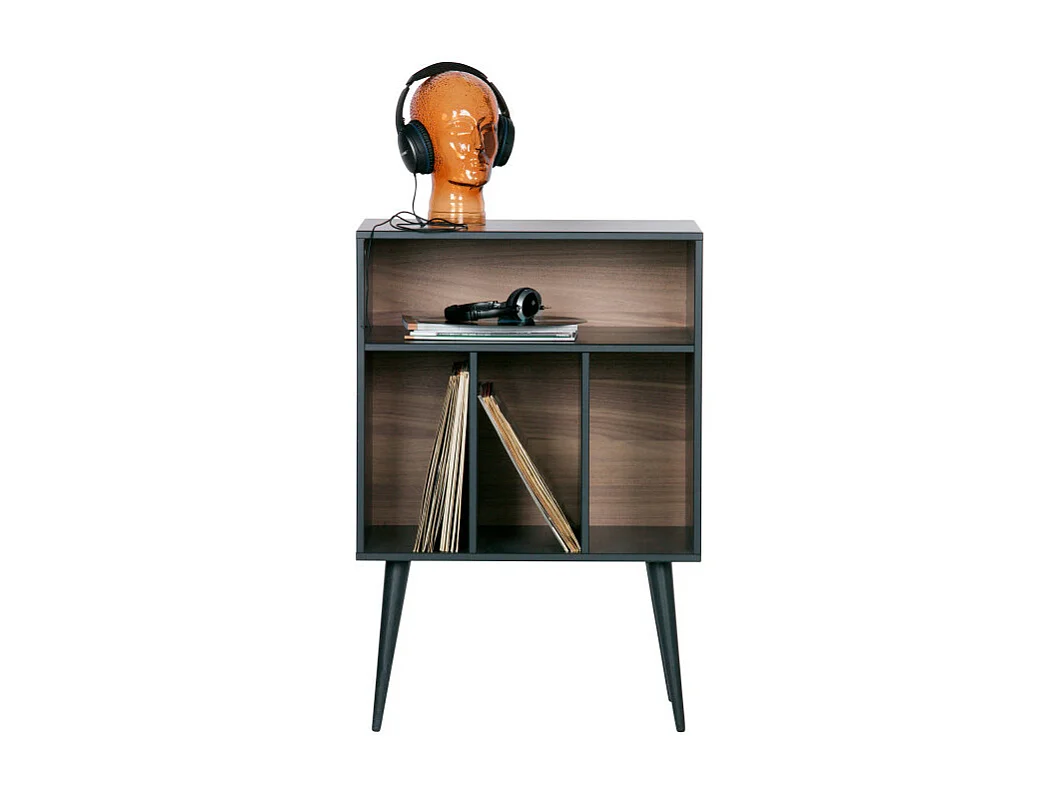 James - Meuble de rangement disques vinyles en bois - Noir