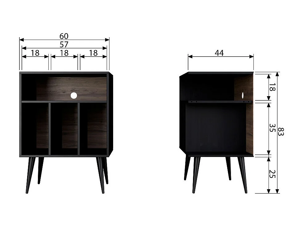 James - Meuble de rangement disques vinyles en bois - Noir